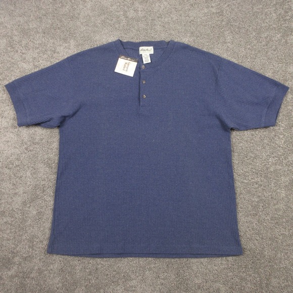 Eddie Bauer Other - Vintage Eddie Bauer Sweater Mens XL Blue Short Sleeve Ringer Tee Knit Henley NEW